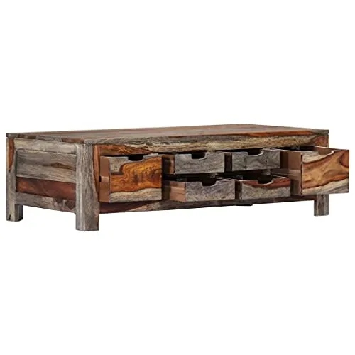 vidaXL Bois de Sesham Massif Table Basse Table d’Appoint Table de Salon Bout de Canapé Rangement Maison Intérieur Salle de Séjour 100x50x30 cm