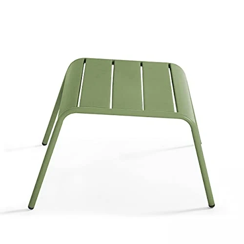 Fauteuil de Jardin Bas et Repose Pied en métal Vert Cactus