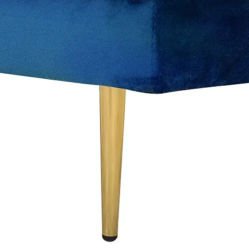 Beliani - Chaise Longue Côté Gauche - Miramas - Velours, Bleu Marine