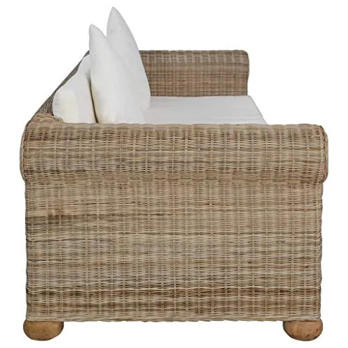 vidaXL Canapé à 3 Places avec Coussins Résine Tressée Oreiller Sofa Meuble de Salon Maison Salle de Séjour Intérieur Bureau Chambre