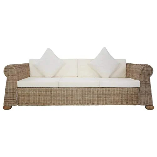 vidaXL Canapé à 3 Places avec Coussins Résine Tressée Oreiller Sofa Meuble de Salon Maison Salle de Séjour Intérieur Bureau Chambre