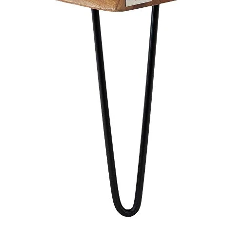 WOMO-DESIGN Table Basse pour Salon - 110 x 60 x 39 cm - en Bois d`Accacia Massif Naturel - Pieds en Epingle à Cheveux en Métal Noir - Design Moderne - Table d'Appoint pour Salon - Fait à Main