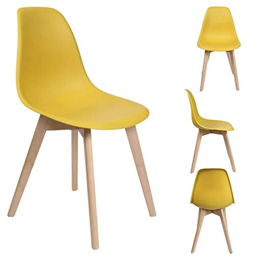 AltoBuy MELYA - Lot de 2 Chaises Scandinaves Jaune Moutarde