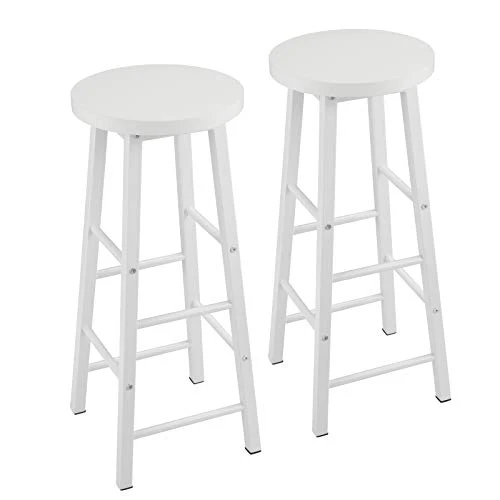 WOLTU BH130ws-2 Lot de 2 Tabourets de Bar Tabouret de Bistrot Structure en Acier Stable et Durable Surface d'assise en MDF,Blanc