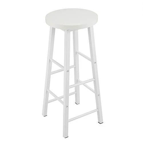 WOLTU BH130ws-2 Lot de 2 Tabourets de Bar Tabouret de Bistrot Structure en Acier Stable et Durable Surface d'assise en MDF,Blanc
