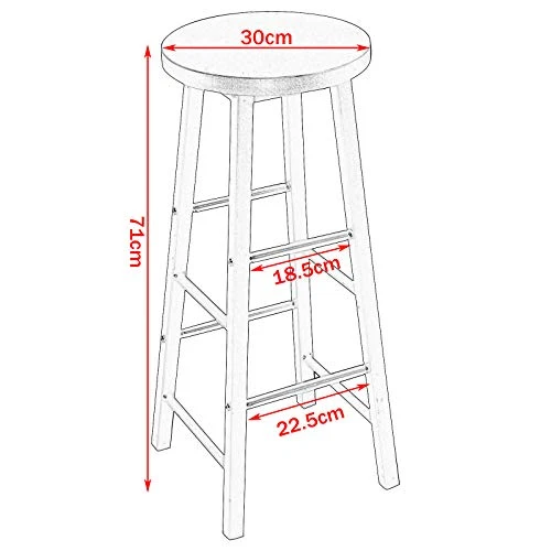 WOLTU BH130ws-2 Lot de 2 Tabourets de Bar Tabouret de Bistrot Structure en Acier Stable et Durable Surface d'assise en MDF,Blanc