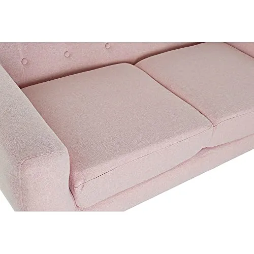 Canapé 2 Places Dkd Home Decor Polyester Bois de Caoutchouc Rose Clair (146 x 84 x 82 cm)