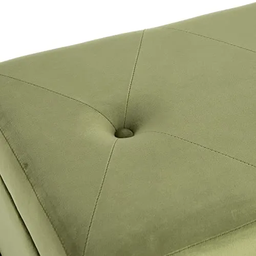 Lolahome Banc coffre en velours et métal vert de 83 x 40 x 43 cm