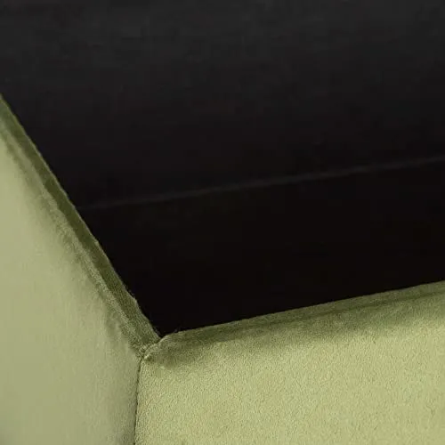 Lolahome Banc coffre en velours et métal vert de 83 x 40 x 43 cm
