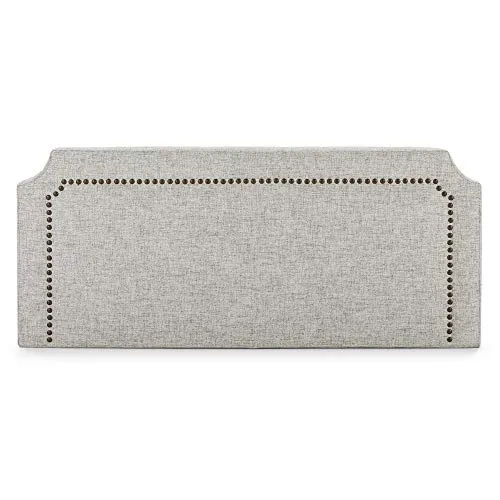 Tête de lit tapissée Leonor 160x60cm Grise, Clous en Marron, épaisseur Totale de 8 cm