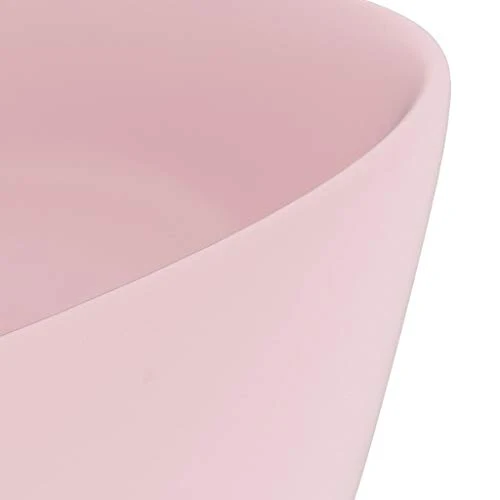 vidaXL Lavabo Rond de Luxe Vasque à Poser de Toilette Lave-mains de Salle de Bain Vestiaire Cuisine Maison Intérieur Rose Mat 40x15 cm Céramique