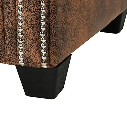 vidaXL Canapé Chesterfield en Forme de L Cuir Daim Synthétique Marron Sofa