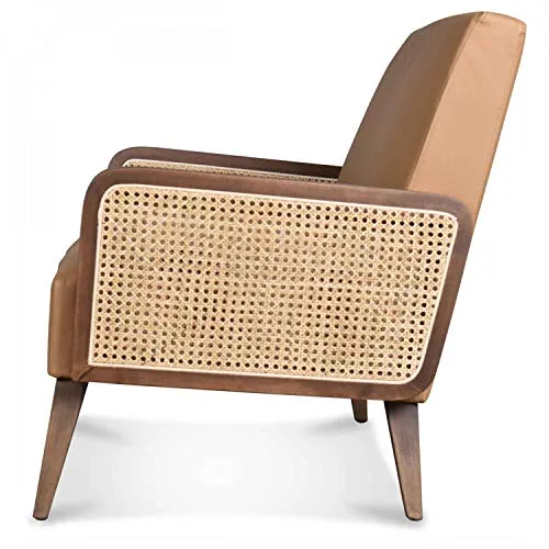 Déco en Ligne Petit canapé Simili Cuir café cannage