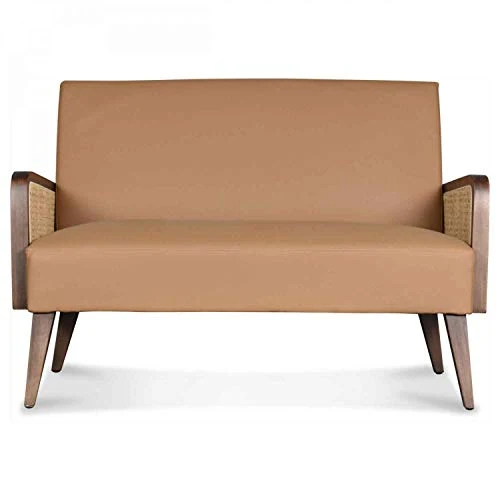 Déco en Ligne Petit canapé Simili Cuir café cannage