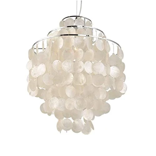 Suspension moderne pour chambre à coucher - Plafonnier en coquillages - Suspension en coquillage de centaines de Capiz - Plaques nacrées - Lustre - Salle à manger - Couloir - E27