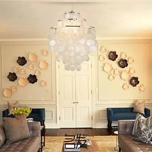 Suspension moderne pour chambre à coucher - Plafonnier en coquillages - Suspension en coquillage de centaines de Capiz - Plaques nacrées - Lustre - Salle à manger - Couloir - E27
