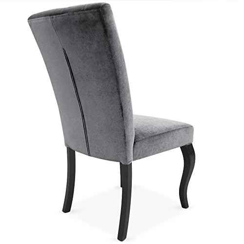 INTENSEDECO Lot de 2 chaises capitonnées Chaza Velours Gris