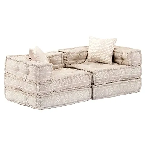 Leepesx Pouf Modulaire à 2 Places Canapé Convertible de Salle de Séjour Sofa de Salon Canapé-lit de Salle de Séjour Maison Intérieur Beige Tissu