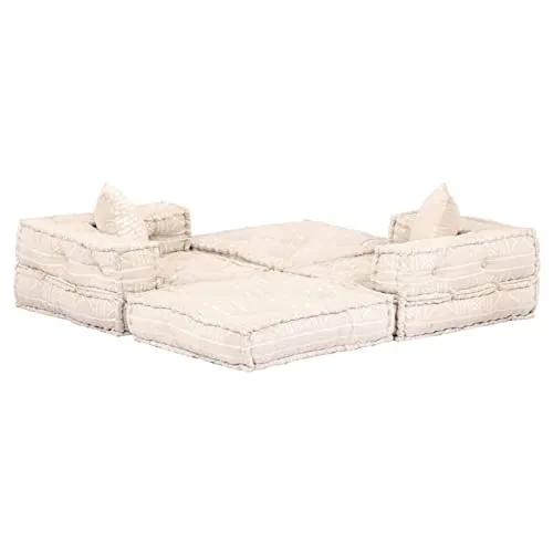 Leepesx Pouf Modulaire à 2 Places Canapé Convertible de Salle de Séjour Sofa de Salon Canapé-lit de Salle de Séjour Maison Intérieur Beige Tissu