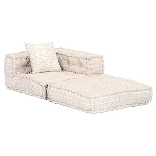 Leepesx Pouf Modulaire à 2 Places Canapé Convertible de Salle de Séjour Sofa de Salon Canapé-lit de Salle de Séjour Maison Intérieur Beige Tissu