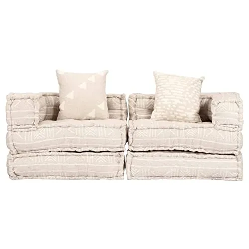 Leepesx Pouf Modulaire à 2 Places Canapé Convertible de Salle de Séjour Sofa de Salon Canapé-lit de Salle de Séjour Maison Intérieur Beige Tissu
