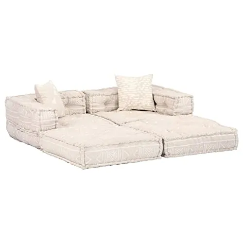 Leepesx Pouf Modulaire à 2 Places Canapé Convertible de Salle de Séjour Sofa de Salon Canapé-lit de Salle de Séjour Maison Intérieur Beige Tissu