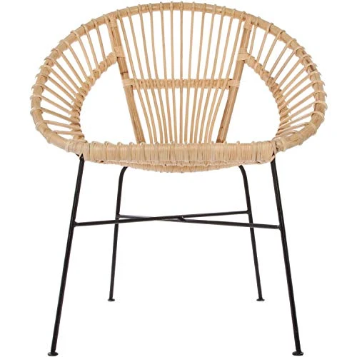 Atmosphera - Fauteuil Naturel en métal & Osier 66x65x85