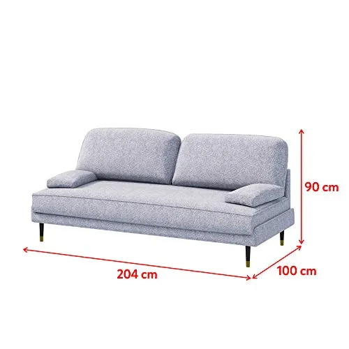 Selsey Kachave - Canapé à 3 Places - 200x83 cm, Gris, Pieds Noirs/cuivrés en Bois - Style Scandinave