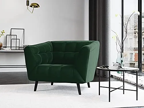 Fauteuil Velours, Etoile, 1 Place, Vert Bouteille, 113x91x77