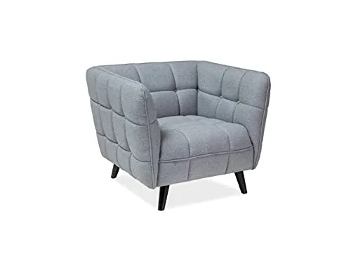 CASTELLA | Fauteuil Confortable avec Un revêtement Vintage | Hauteur : 78 cm | Dossier et Assise épais et Confortables | Gris