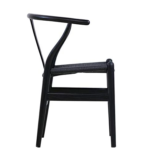 Tomile Wishbone Chaise en Y en bois massif et rotin naturel