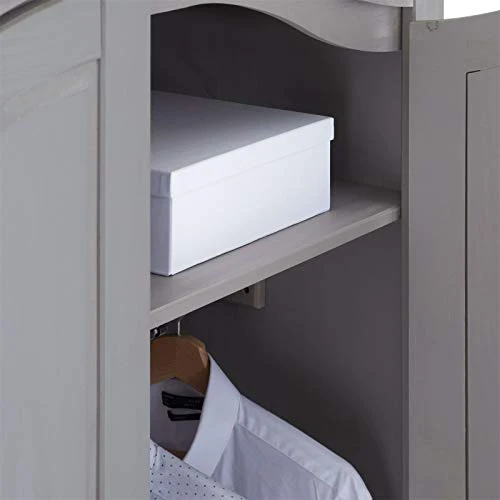 IDIMEX Armoire Ramon penderie pour vêtements en pin Massif Gris et Brun avec 2 Portes et 1 tiroir, Meuble de Chambre Style Mexicain en Bois dim 100 x 190 x 51 cm