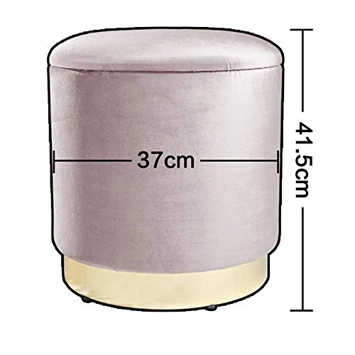 Zedelmaier Tabouret Rond en Velours avec Espace de Rangement, Beige, 373741,5cm
