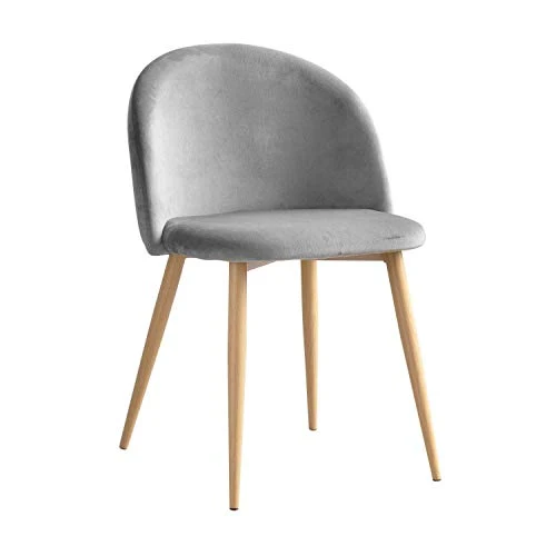 Chaise Ronde Velours Gris Clair