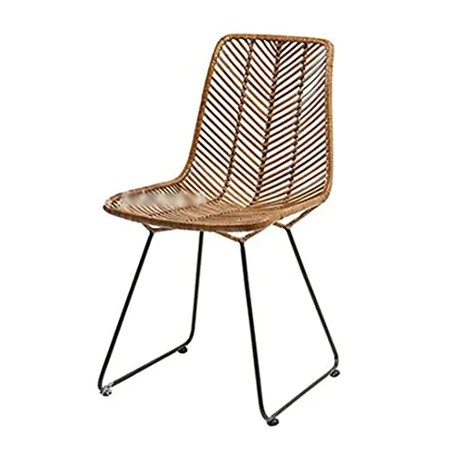 Ensemble de Chaise de Salle à Manger en Rotin Pieds en Métal Chaise en Osier Balcon Chaise de Salle à Manger de Loisirs en Plein Air Siège en Rotin à Dossier Haut(Size: #1 One-Loaded,Color:Noir)