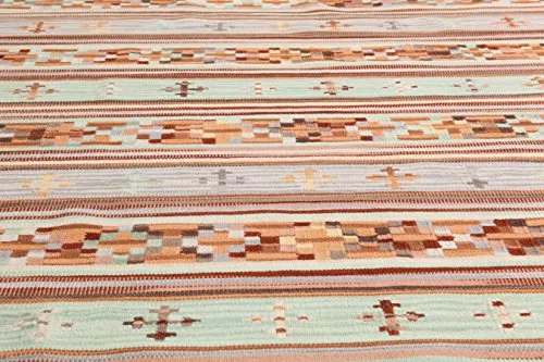 RugVista, Kelim Anatolian, Fait Main, Tapis, Tapis Kelim Moderne, Longue Pile, 160 x 230 cm, Rectangle, Care & Fair, Laine, Couloir, Chambre, Cuisine, Salon, Marron / Marron Clair / Jaune