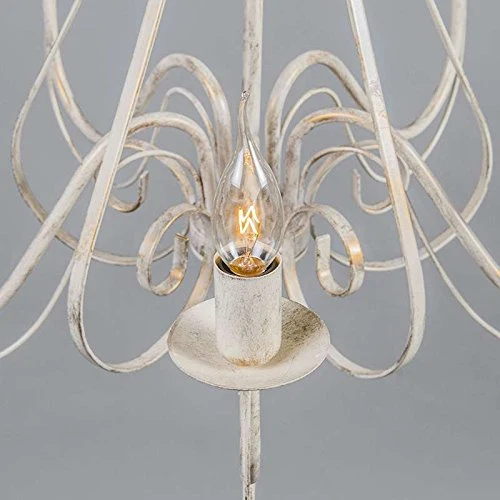 Qazqa Lustre | Chandelier Classique Rustique - Giuseppe Hl Lampe Blanc Crème - E14 - Convient pour LED - 5 x 40 Watt