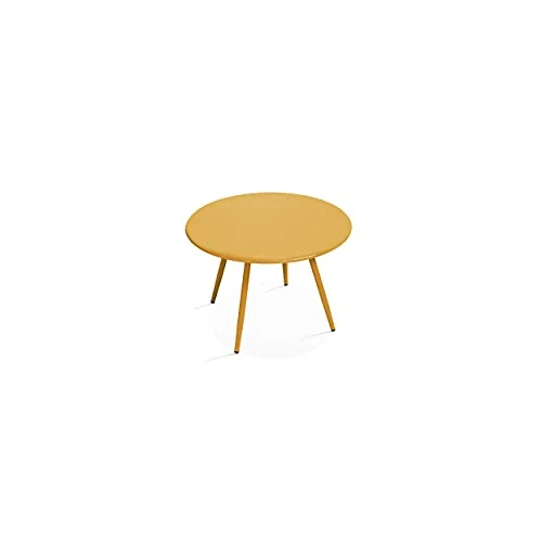 Oviala Table Basse de Jardin Jaune Rond 40 x 29,5 cm Acier Palavas