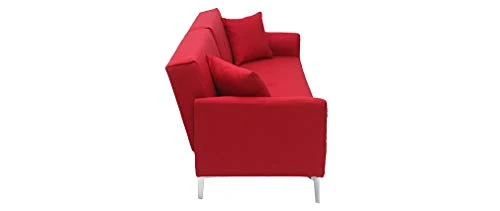 Miliboo Canapé Convertible Design 3 Places en Tissu Rouge Elin