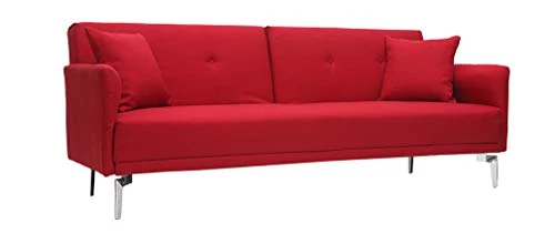 Miliboo Canapé Convertible Design 3 Places en Tissu Rouge Elin