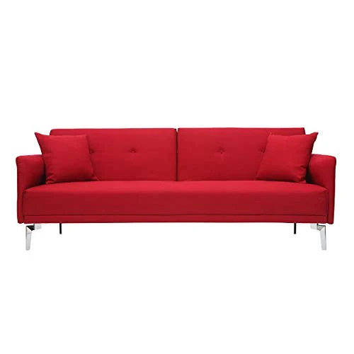 Miliboo Canapé Convertible Design 3 Places en Tissu Rouge Elin