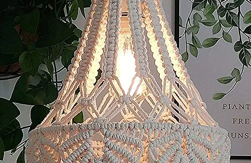 Plafond Pendentif Gland Abat-Jour Style Pastorale Fille Chambre Luminaire Cordon en Coton Tissu en Macramé Décoration Suspension Lampe pour Salon Table À Manger Mariage