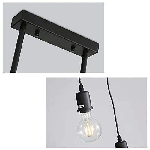 Comely Suspension Luminaire Vintage, Plafonnier Industriel, Réglable Lustre en Bois pour Salle à Manger, Salon, 3 Lumières E27 (Ampoule Non Incluse)