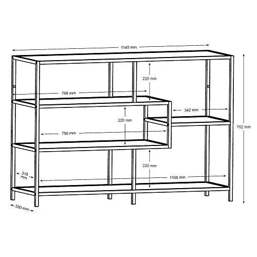 Marque Amazon - Movian Martin - Bibliothèque, 35 x 114 x 78 cm (longueur x largeur x hauteur), Finition chêne