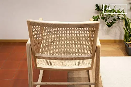 Rocking Chair en cannage Aksel - Bois Massif, Esthétique intemporelle, Produit 100% Bois, Bois de Rotin | Un Rocking Chair pour célébrer Le Retour du cannage - Beige (L59 x H83 x P75 cm)