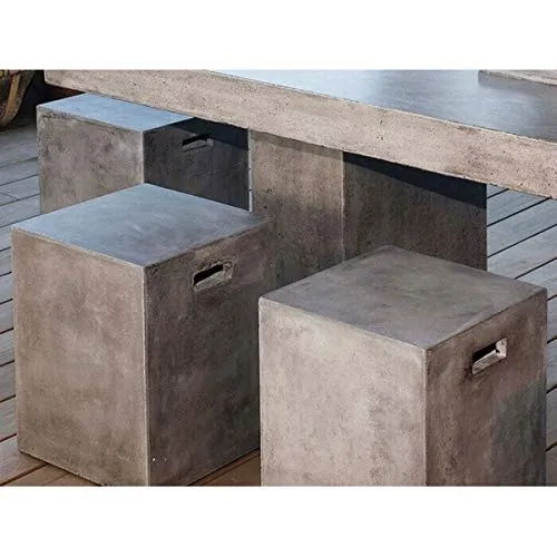 MATHI DESIGN Beton - Tabouret Cube en béton Gris