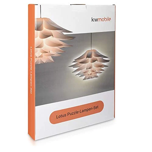 kwmobile Lampe design lotus - Abat-jour XL à monter - Luminaire IQ plafond - Ensemble avec montage plafonnier câble 90cm douille E27-50 pcs