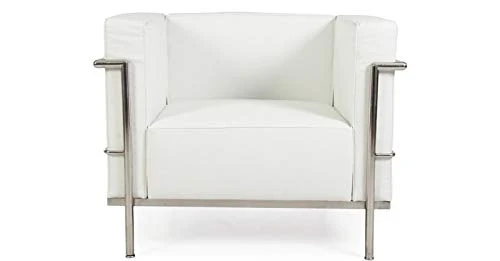 Grand fauteuil en acier inoxydable en cuir véritable noir et blanc