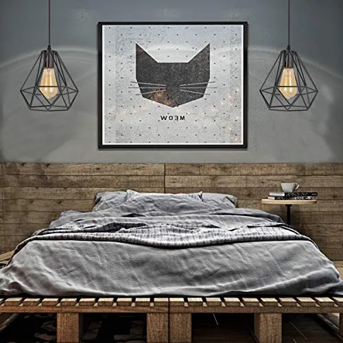 iDEGE Suspension Luminaire Retro E27 Lustre Plafonniers en Forme de Cage Lampe Suspension Vintage pour Salle à Manger, Salon, Chambre et Restaurant - Diamètre 20cm (Noir)