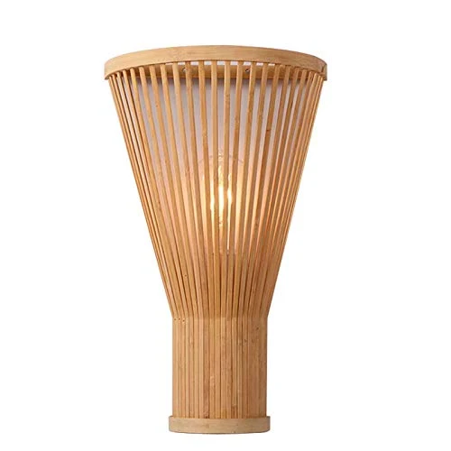 QJUZO E27 Lampe Murale Bambou Osier Rotin Ventilateur Abat-Jour Applique Murale Moderne Classique Luminaire Murale Chambre Décoration pour Intérieur Salon Couloir (Pas D'ampoule)